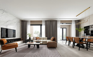 现代简约高级感新中式复古风客厅