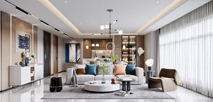 现代简约高级感新中式复古风客厅