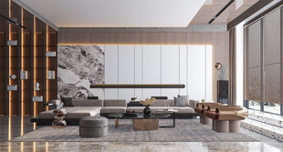 现代简约高级感新中式复古风客厅