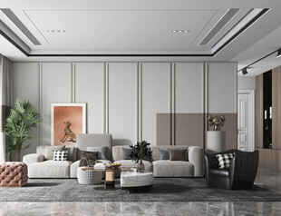 现代简约高级感新中式复古风客厅