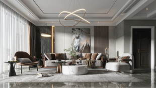 现代简约高级感新中式复古风客厅