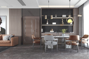 现代简约高级感新中式复古风客厅