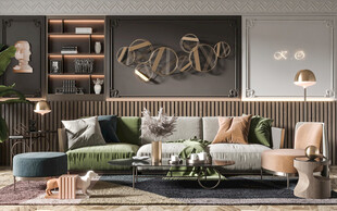 现代简约高级感新中式复古风客厅