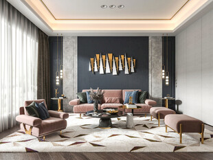 现代简约高级感新中式复古风客厅