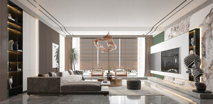 现代简约高级感新中式复古风客厅