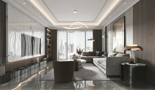 现代简约高级感新中式复古风客厅