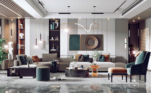 现代简约高级感新中式复古风客厅