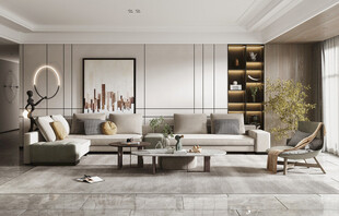 现代简约高级感新中式复古风客厅