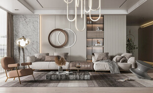 现代简约高级感新中式复古风客厅