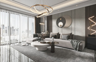 现代简约高级感新中式复古风客厅