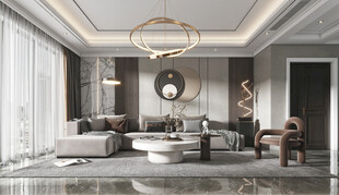 现代简约高级感新中式复古风客厅