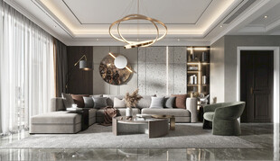 现代简约高级感新中式复古风客厅