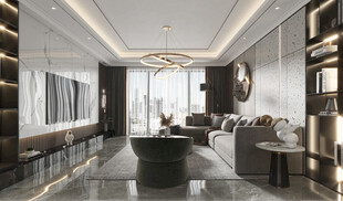 现代简约高级感新中式复古风客厅