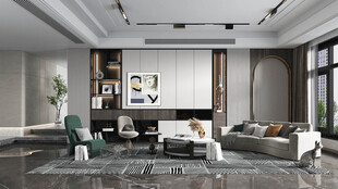 现代简约高级感新中式复古风客厅