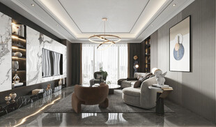 现代简约高级感新中式复古风客厅