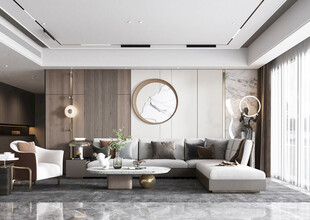 现代简约高级感新中式复古风客厅
