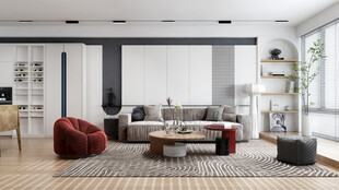 现代简约高级感新中式复古风客厅