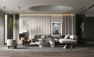 现代简约高级感新中式复古风客厅