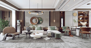 现代简约高级感新中式复古风客厅