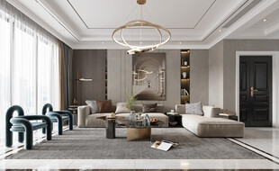 现代简约高级感新中式复古风客厅