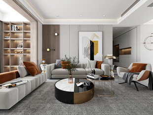 现代简约高级感新中式复古风客厅