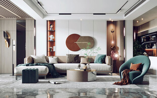 现代简约高级感新中式复古风客厅