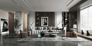 现代简约高级感新中式复古风客厅