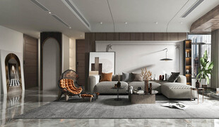 现代简约高级感新中式极简风客厅