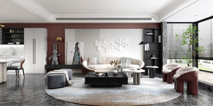 现代简约高级感新中式复古风客厅