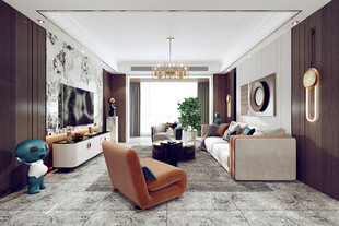 现代简约高级感新中式复古风客厅