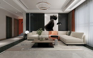 现代简约高级感新中式复古风客厅