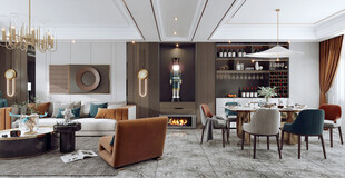 现代简约高级感新中式复古风客厅