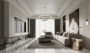 现代简约高级感新中式复古风客厅