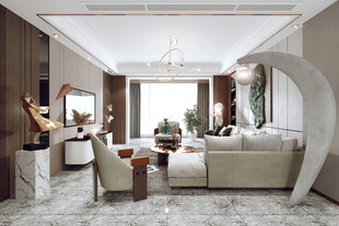 现代简约高级感新中式复古风客厅