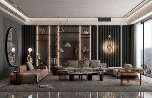 现代简约高级感新中式复古风客厅