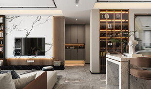 现代简约高级感新中式复古风客厅