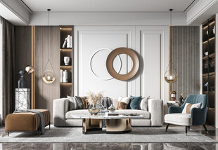 现代简约高级感新中式复古风客厅