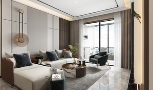 现代简约高级感新中式复古风客厅