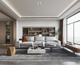 现代简约高级感新中式复古风客厅