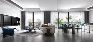 现代简约高级感新中式复古风客厅