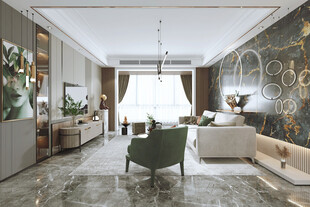 现代简约高级感新中式复古风客厅