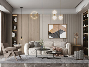 现代简约高级感新中式复古风客厅