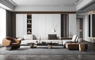 现代简约高级感新中式复古风客厅