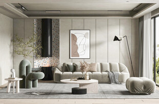 现代简约高级感新中式复古风客厅