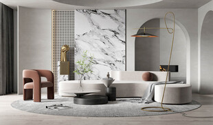 现代简约高级感新中式复古风客厅