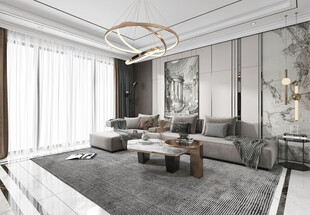 现代简约高级感新中式复古风客厅