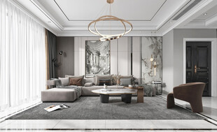 现代简约高级感新中式复古风客厅