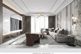 现代简约高级感新中式复古风客厅