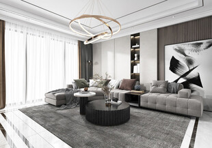 现代简约高级感新中式复古风客厅