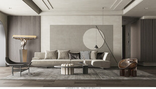 现代简约高级感新中式复古风客厅